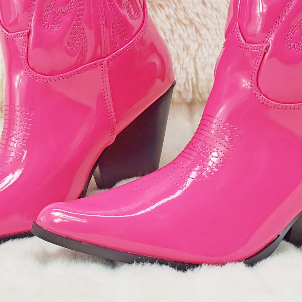 Hot Pink Western Cowboy Cowgirl Boots - Picture 2 of 13